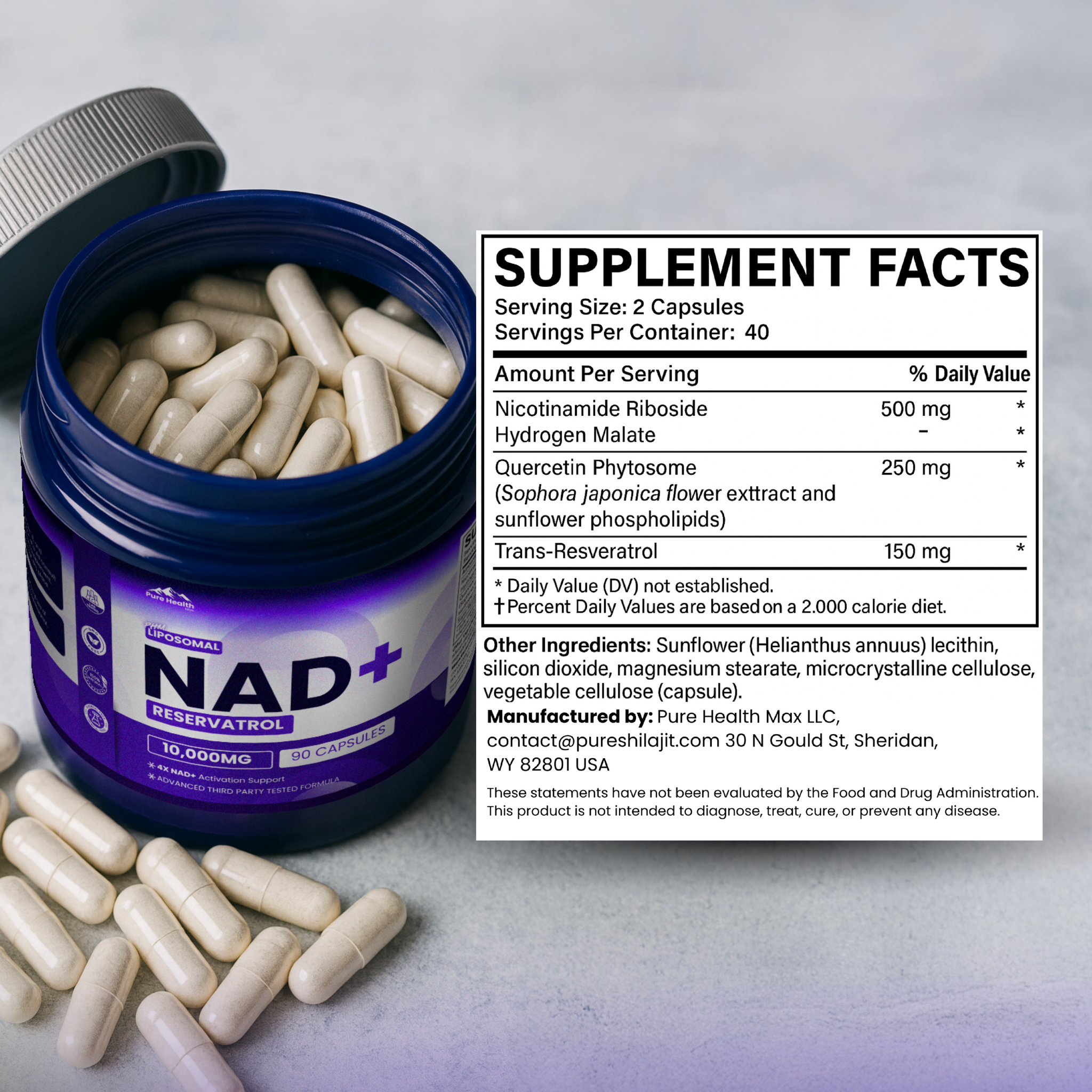 PHM NAD Resveratrol Supplement