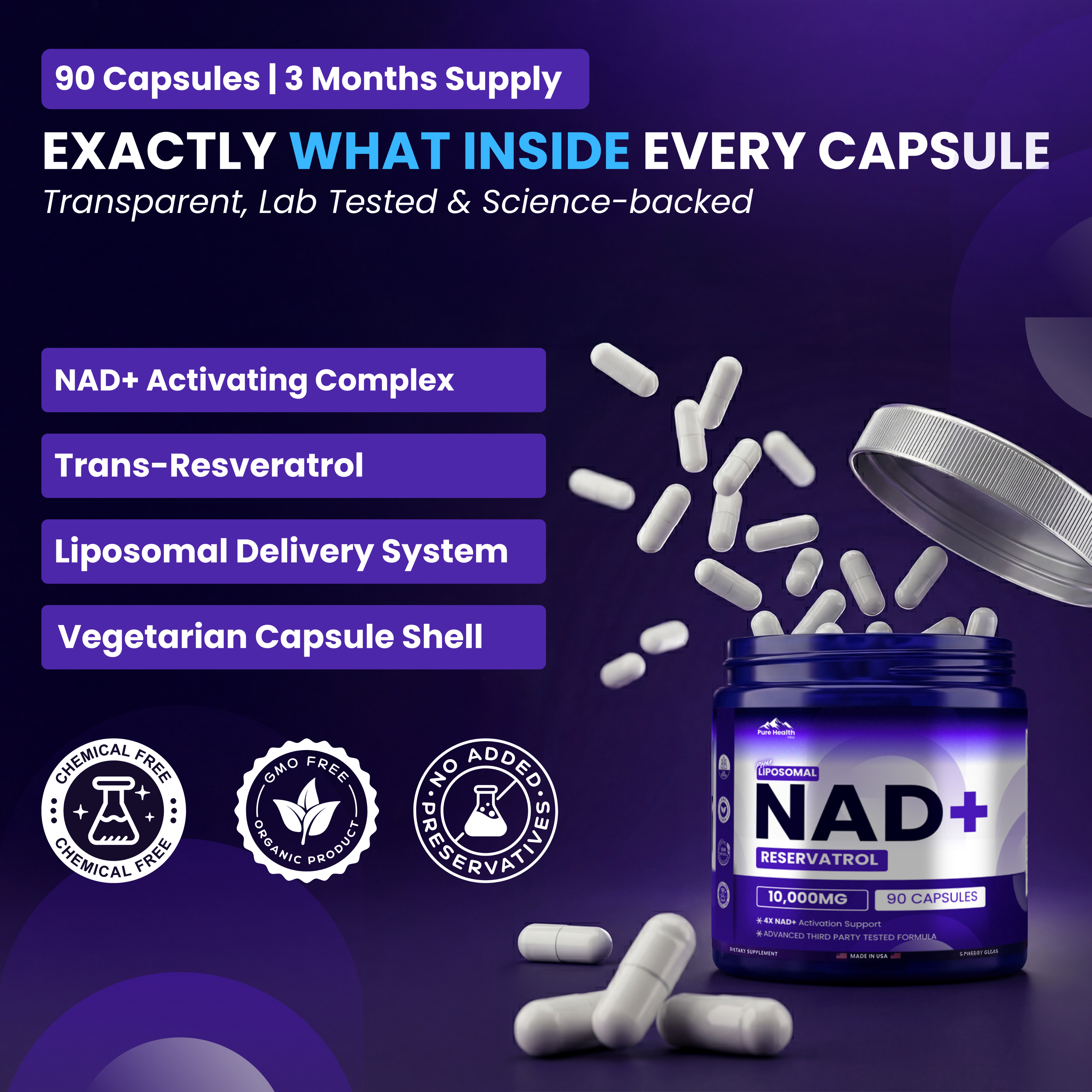 PHM NAD Resveratrol Supplement